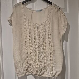 Cream Lace Detail Women's Top